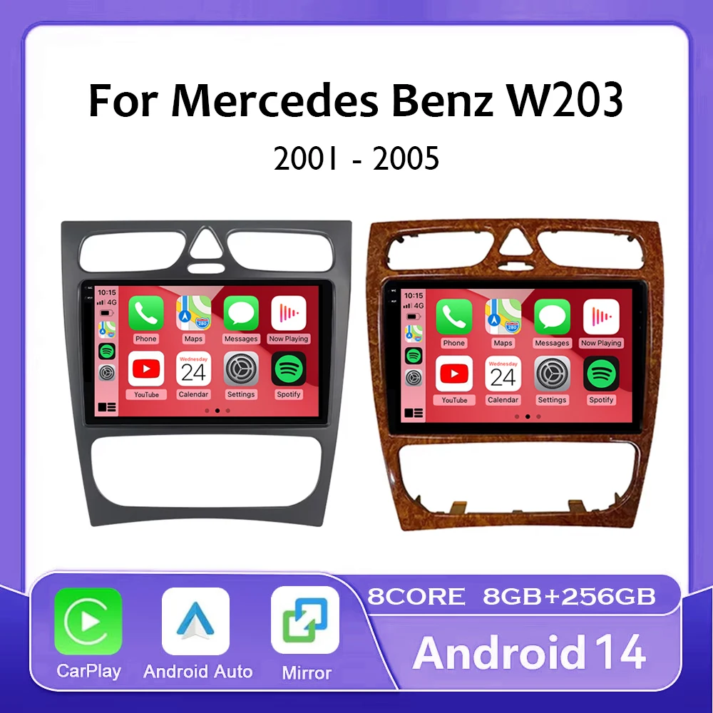 Android 14 для Mercedes Benz C Class W203 C200 C320 C350 CLK W209 2002-2005 автомобильный радиоприемник