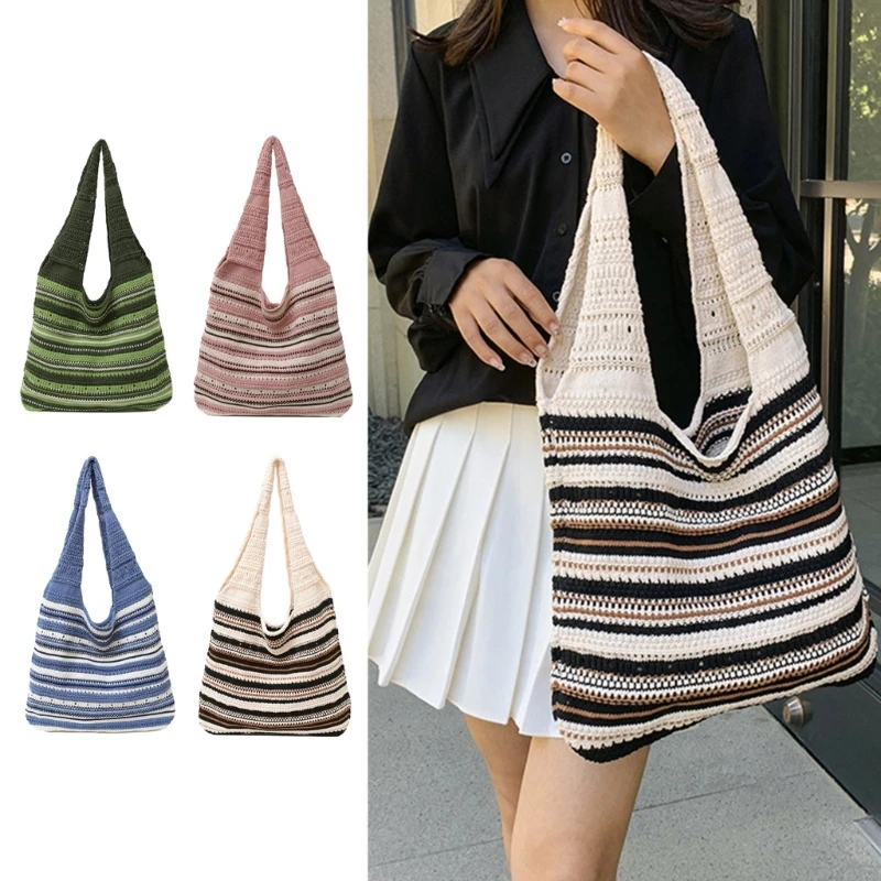 

2023 New Versatile Shoulder Bag Large Capacity Knitted Bag for Women Girl Tote Bag Lady Purse Fashion Casual Bags Crochet Bag