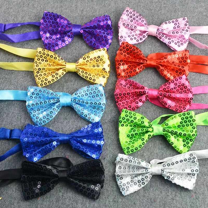 

Adjustable Sequins Bowtie Stage Performance Tie For Boys Girls Fashion Team Dance Bowknot Paillette Party Shiny Sequins Bow Tie