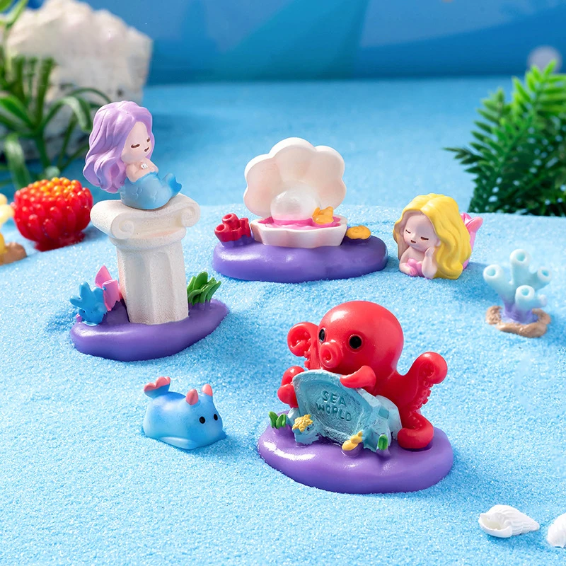 Мини-Осьминог Украшение Оболочка Дрифт бутылка римская колонна микро пейзаж