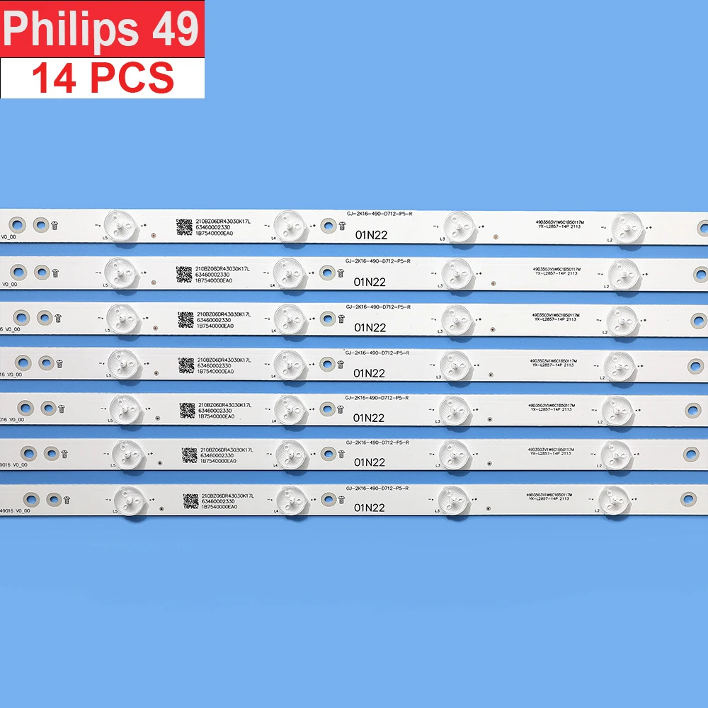 

14pcs LED strip for 49PUS6401 49PUS7272 49PUS6262 49PUH6101 49PUS6581 49PUS6561 49PUS6501 49PUS6551 LB49016 V1_00 01N21 01N22-A