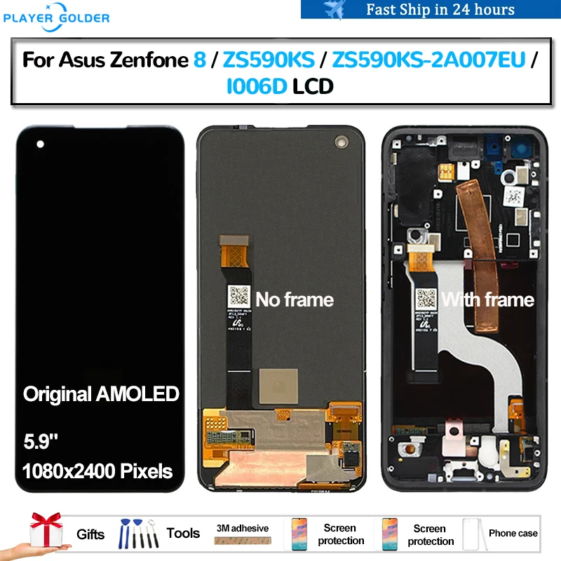 Оригинальный AMOLED для Asus Zenfone 8 ZS590KS I006D ZS590KS-2A007EU ЖК-дисплей Pantalla сенсорная панель