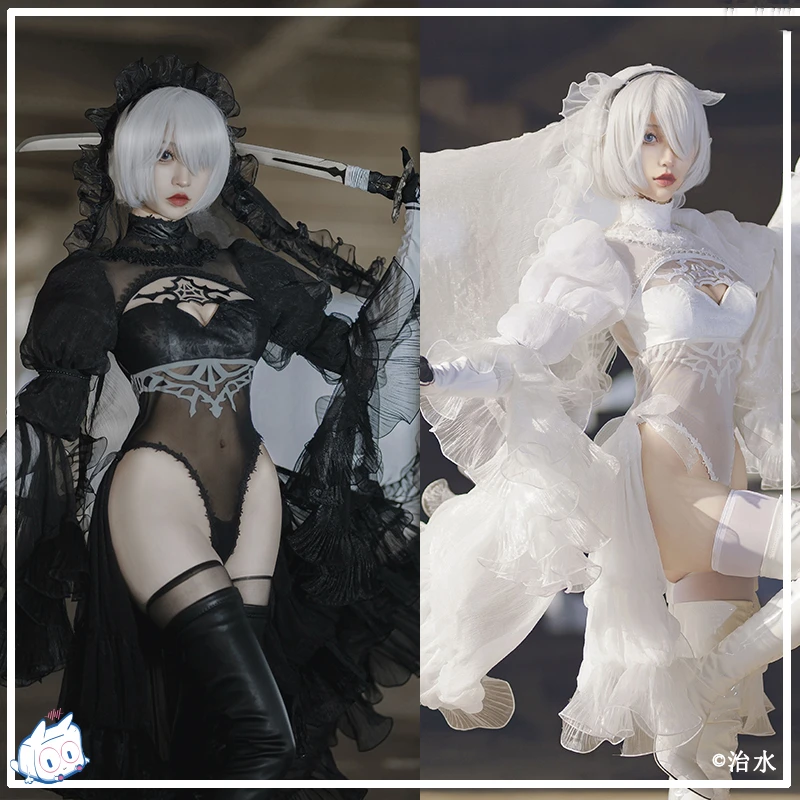 

Аниме ниус: Automata 2B свадебное платье для невесты вечерняя белая и черная форма сексуальный наряд косплей костюм Женский Хэллоуин 2022 Новинка