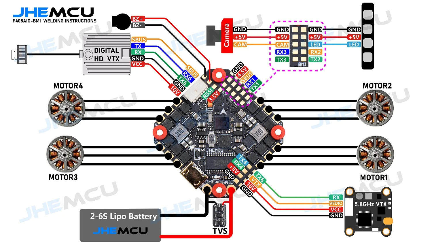 Купить JHEMCU GHF405AIO-ICM Pro 40A 25.5X25.5mm F405 Контроллер полета BLHELIS 40A 4 в 1 ESC 3-6S для FPV гоночных зубочисток дронов Купить JHEMCU GHF405AIO-ICM Pro 40A 25.5X25.5mm F405 Контроллер полета BLHELIS 40A 4 в 1 ESC 3-6S для FPV гоночных зубочисток дронов