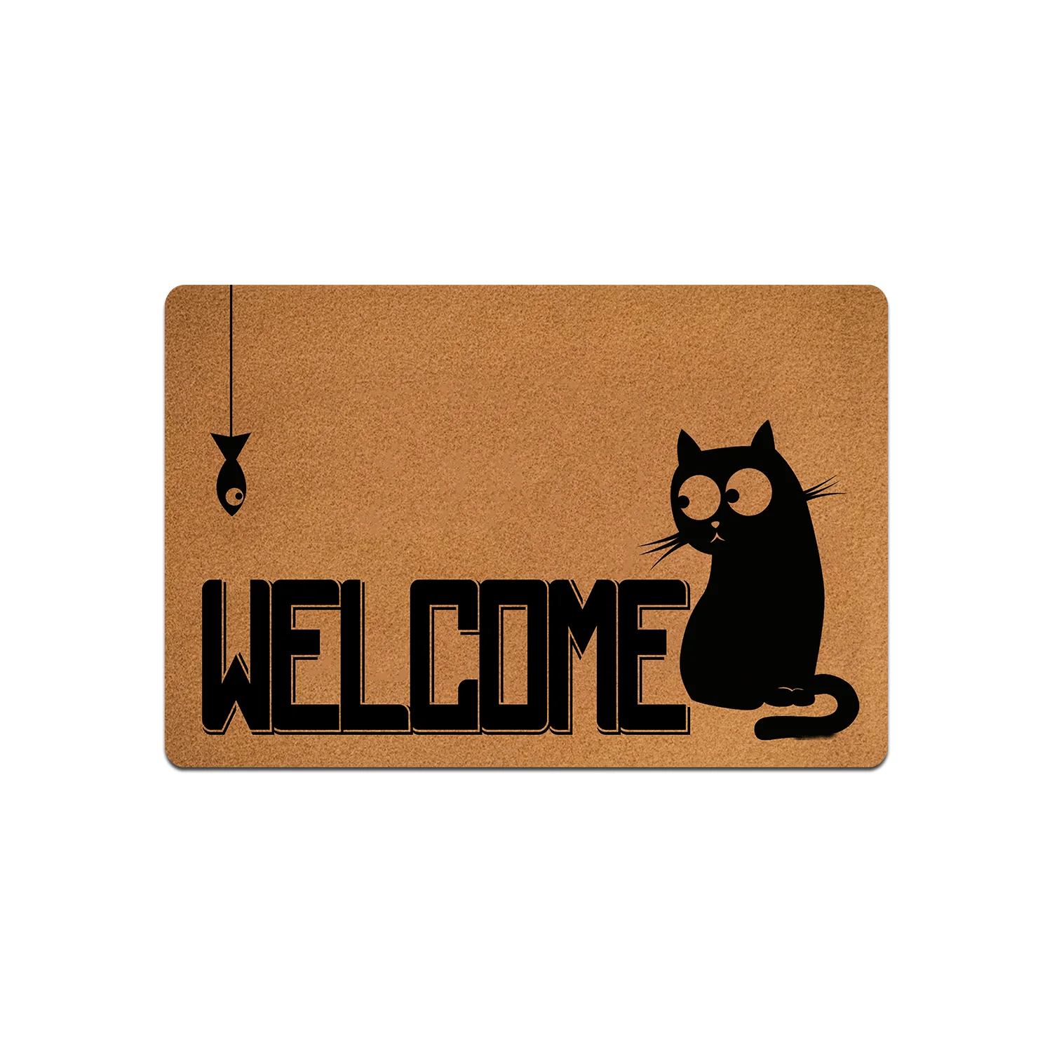 

Забавный приветственный коврик для входной двери, резиновые коврики с рисунком кошки и рыбы для коридора, Нескользящие коврики, молитвенный коврик