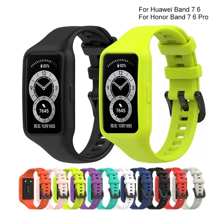 

Ремешок сменный силиконовый для Huawei Band 7 6, браслет для наручных часов Huawei Band 7 6 Pro