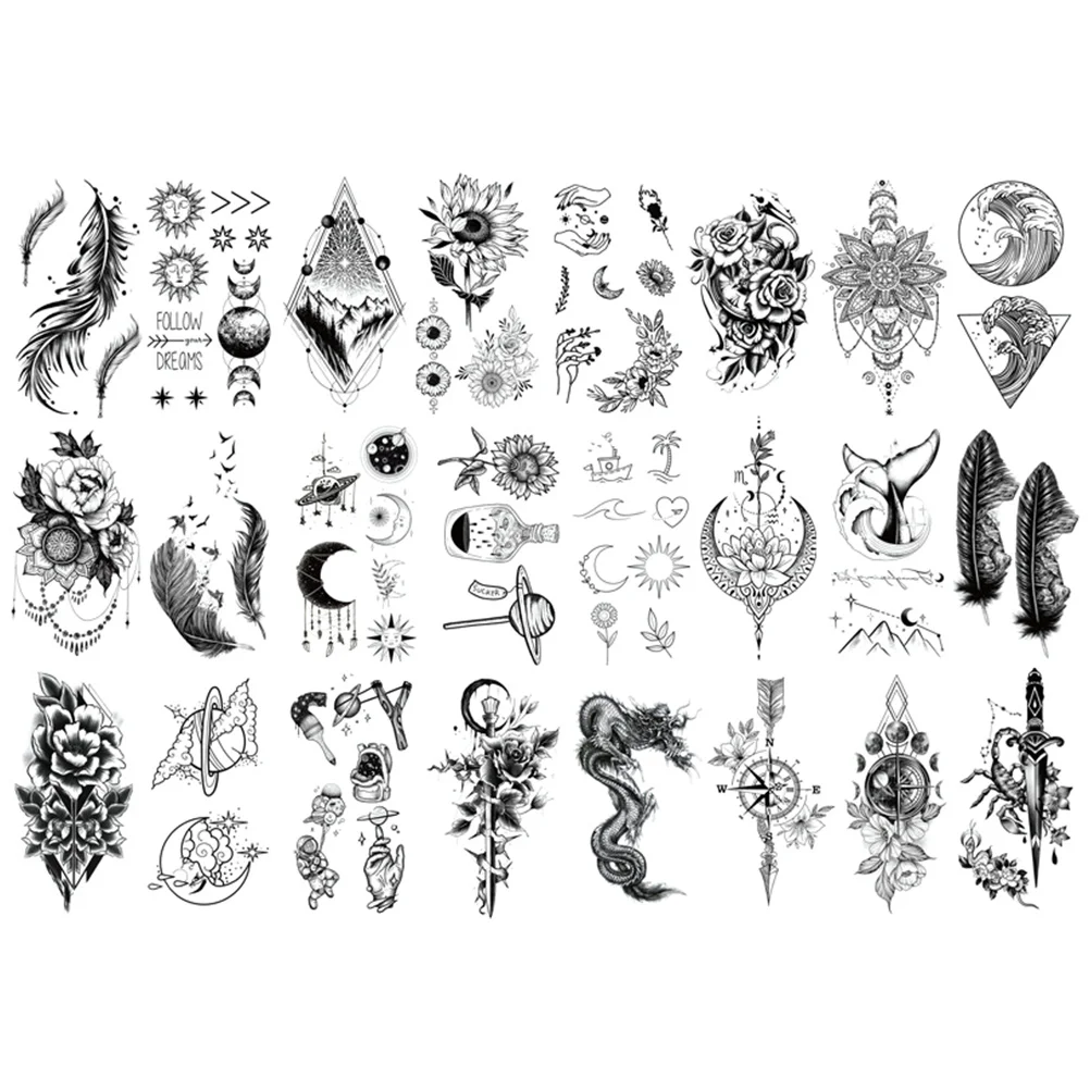 

40 Sheets Tattoo Stickers Tattoos Waterproof Body Tattooing Decals Flower Temporary