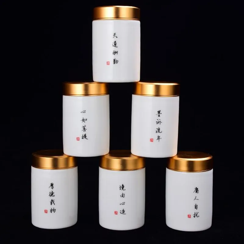 

WSHYUFEI Hand Painted Ceramic Tea Cans Jingdezhen Handmade tea box Mini Portable Sealed Jar Spice tea ointment container