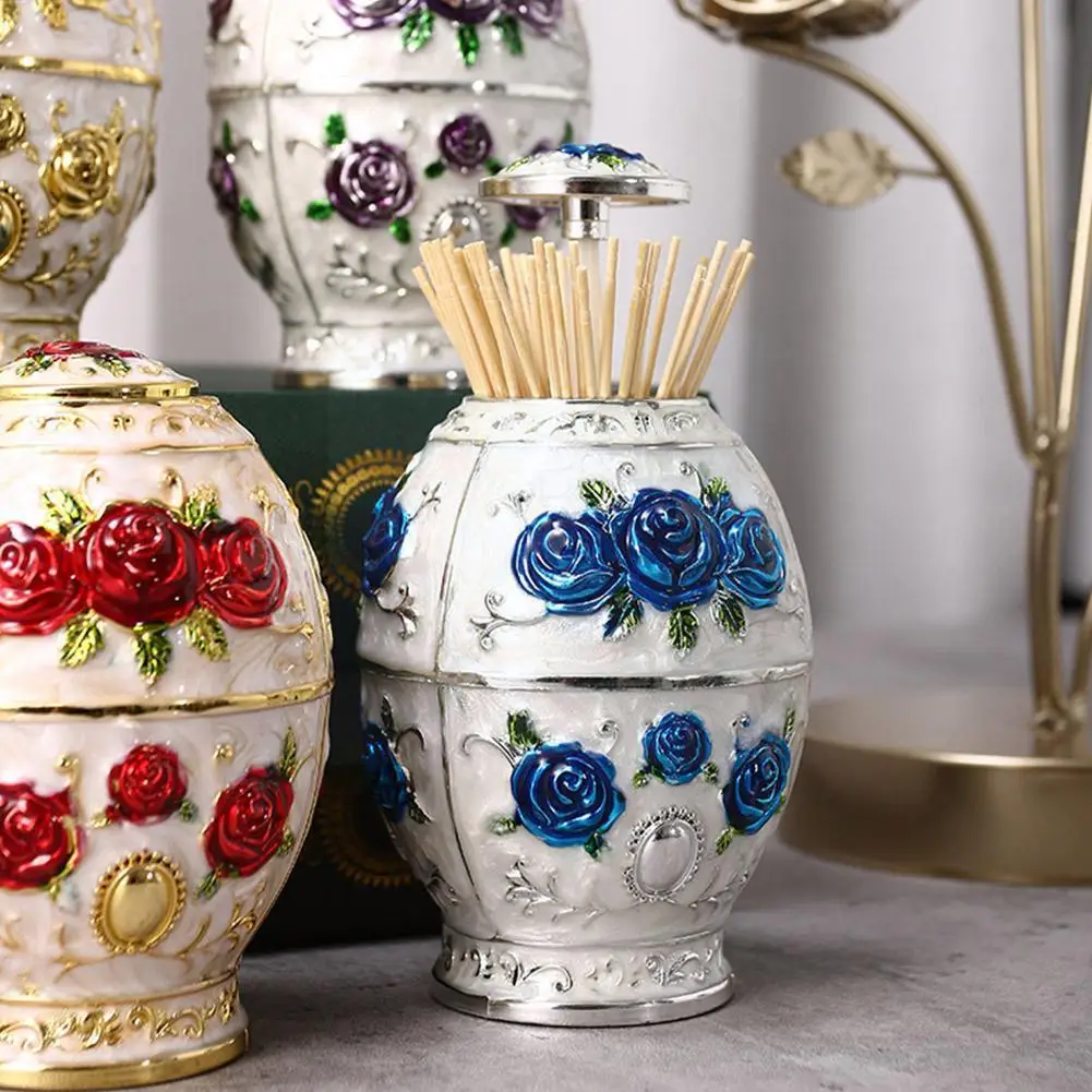 

Metal Vintage Automatic Toothpick Holder Zinc Alloy European Box Dispenser Toothpick Style Metal Organizer N7p6