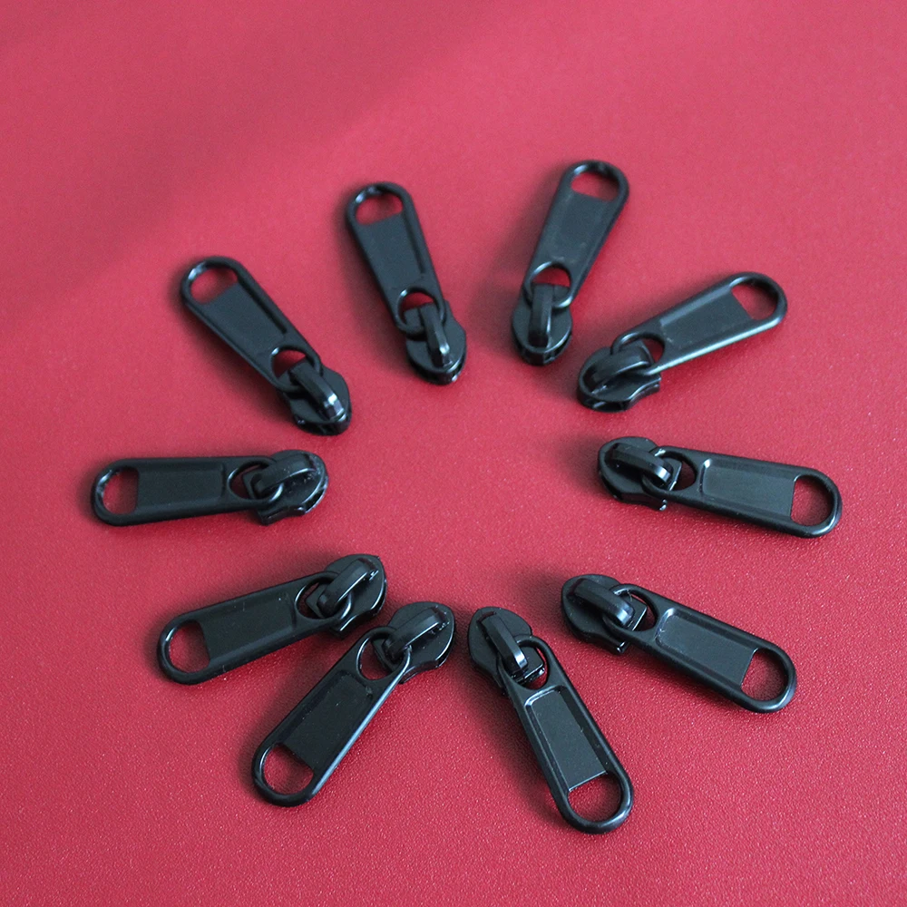

10/20/30pcs 5# Zipper Slider For Nylon Zippers Puller DIY Sewing Tool Zip Pulls Repair Kits Black Silver Plating