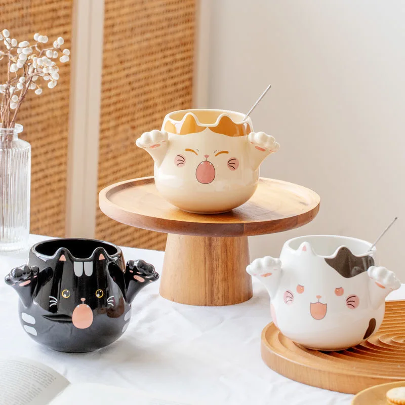 

Cat Mug Cute Creative Ceramic Coffee Cup Cartoon Kawaii Cat Paw Large Capacity Water Tea Oatmeal Milk Mugs for Home Funny Gift
