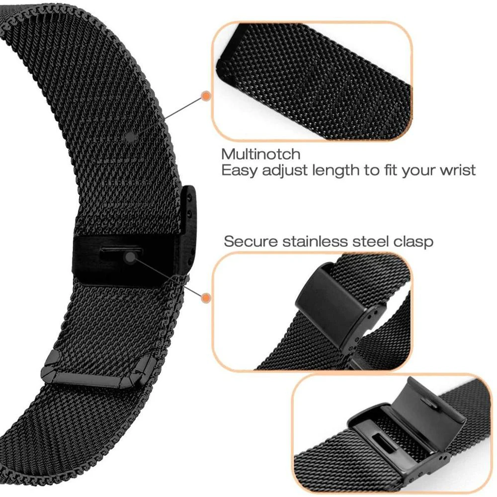 Stainless Steel Bands For Garmin Venu SQ Music Wrist Straps For Forerunner 245 645M Vivoactive 4 3/Venu Move 3 Luxe 20MM/22MM