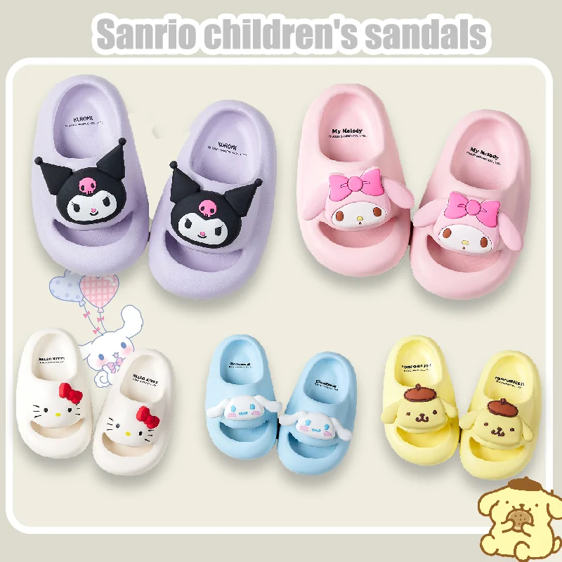 

Kawaii Sanrio Kuromi Hello Kitty Children Slippers Cute My Melody Cinnamoroll Pompompurin Summer Non-slip Outdoor Beach Slippers