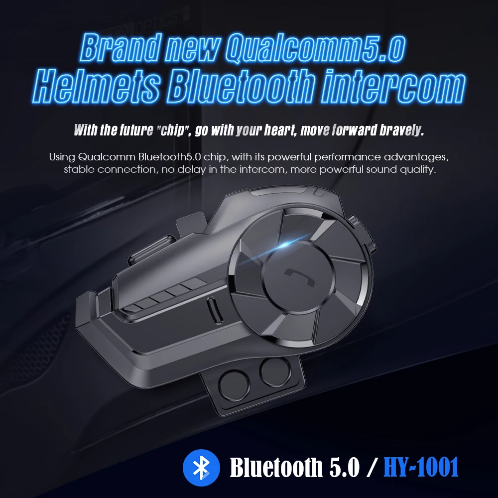 

Bluetooth Motorcycle Helmet Intercom Headset BT5.0 Interphone Wireless Communication System With Noise Cancelation FM Radio