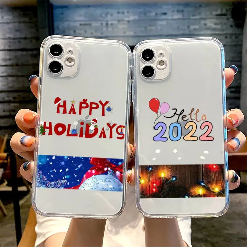 

Stylish and warm Christmas Phone Case For iphone 13 12 11 8 7 plus mini x xs xr pro max Transparent soft