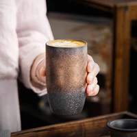 2022 new vintage coarse pottery espresso cup ceramic tea cup creative design household water cup office latte cup business gift