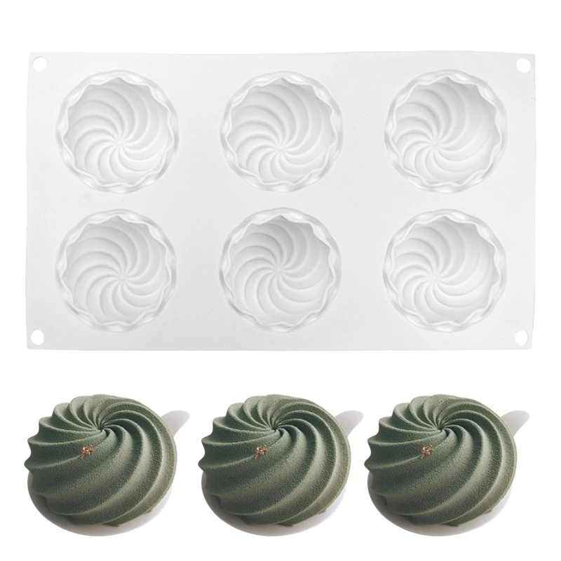

Silicone 6 Holes Spiral Cake Ice Cream Chocolate Mold Soap 3D Cupcake Bakeware Baking Dish Cake Pan Muffin Mould