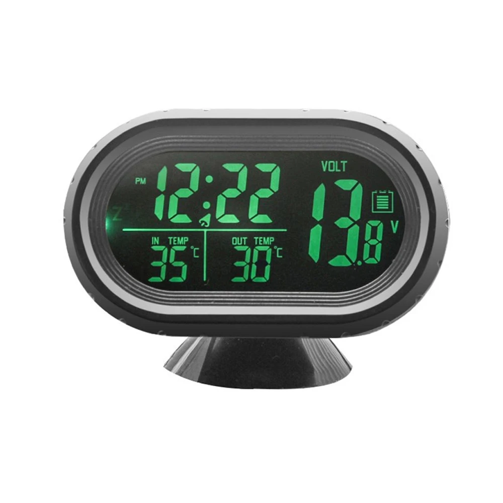 

Аксессуары для салона автомобиля: 3-в-1 автомобильный вольтметр, термометр, цифровые часы с подсветкой, 12В/24В, автомобильная электроника