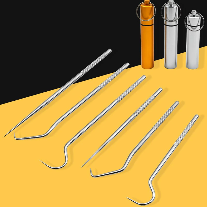 NEW Titanium Outdoor Edc Portable Multifunctional Toothpick Fruit Fork Camping Tool Tube Stronger Than Dental Floss |