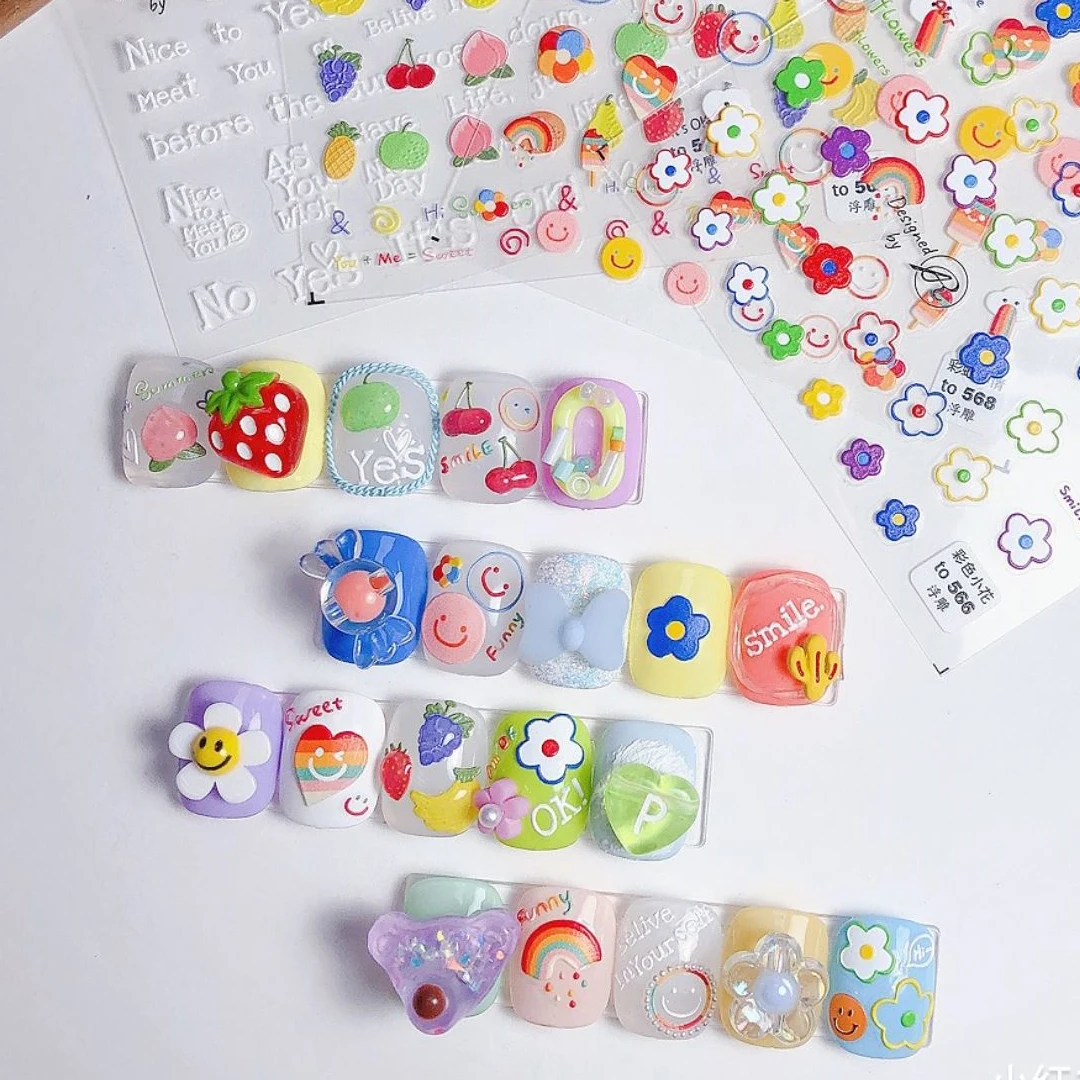 

Наклейки для ногтей «фрукты и улыбка»