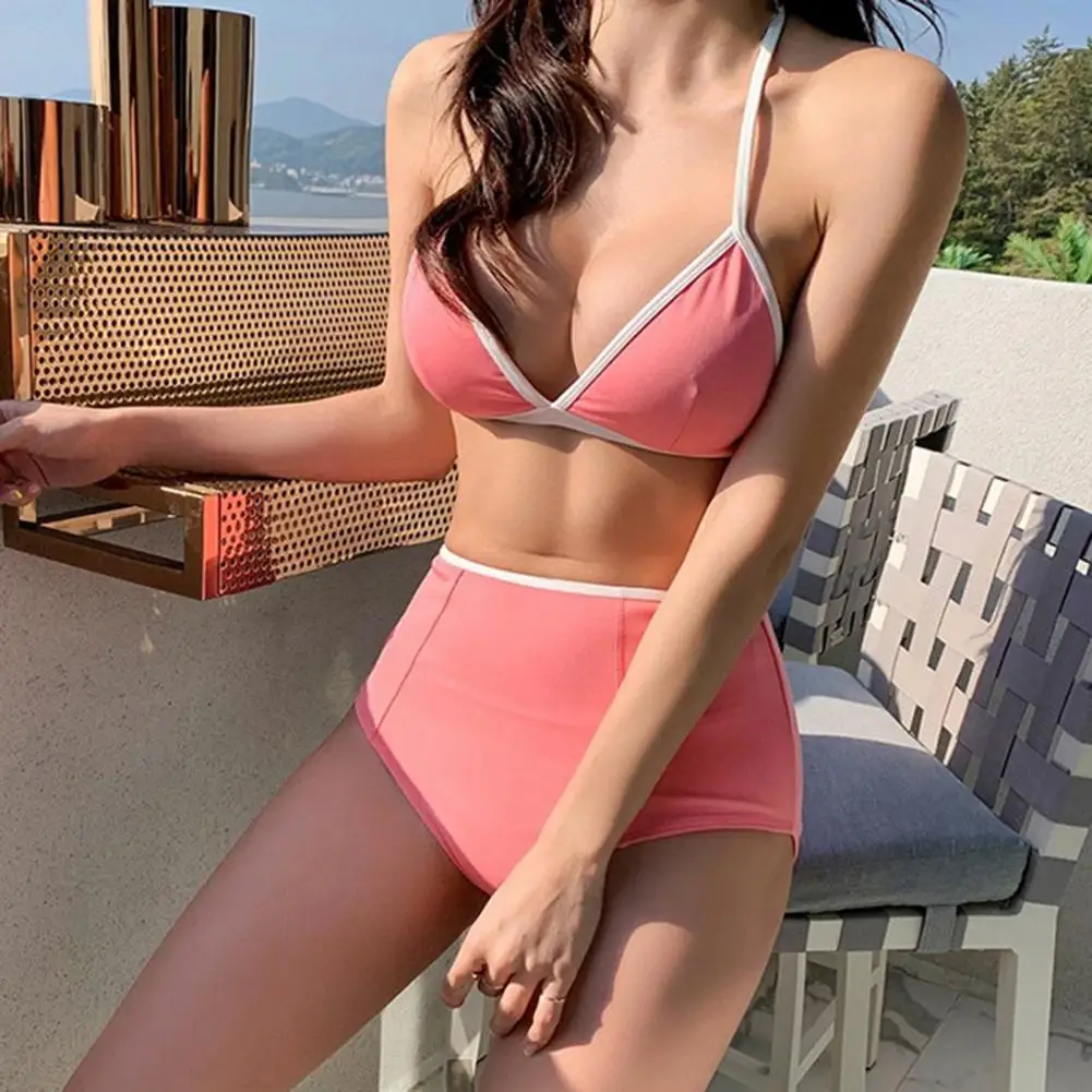 

2 шт./компл. комплект бикини Модный Универсальный летний купальник на шнуровке с высокой талией летний комплект бикини
