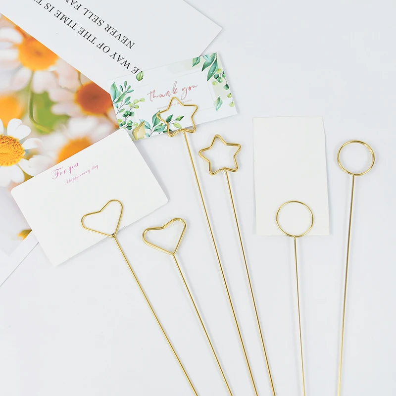 10 шт. металлический держатель для открыток золотого цвета