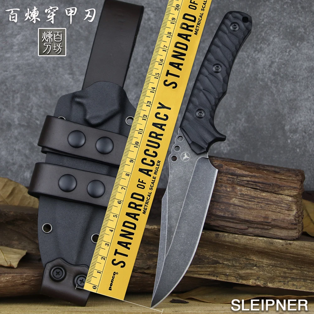 

LENGREN High Quality Outdoor Survival Straight Knife SLEIPNER Steel High Hardness 62HRC Survival Hunting Knife K sheath