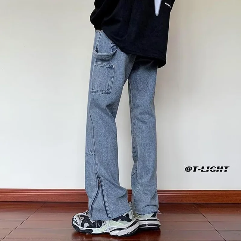 Streetwear Men 2022 New Recreational Comfortable Black Jeans Vintage Loose Temperament Versatile Wide Leg Trousers Autumn Female