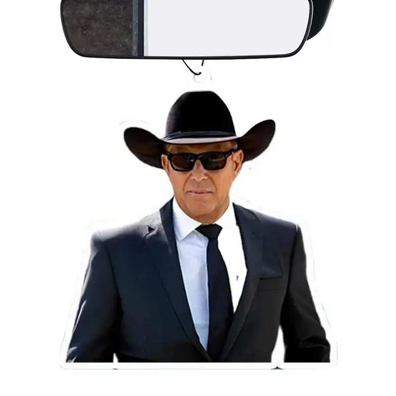 

Car Rear View Mirror Ornament Auto Interior Decoration Cowboy Flat Acrylic Pendant Office Home Gardening Decor