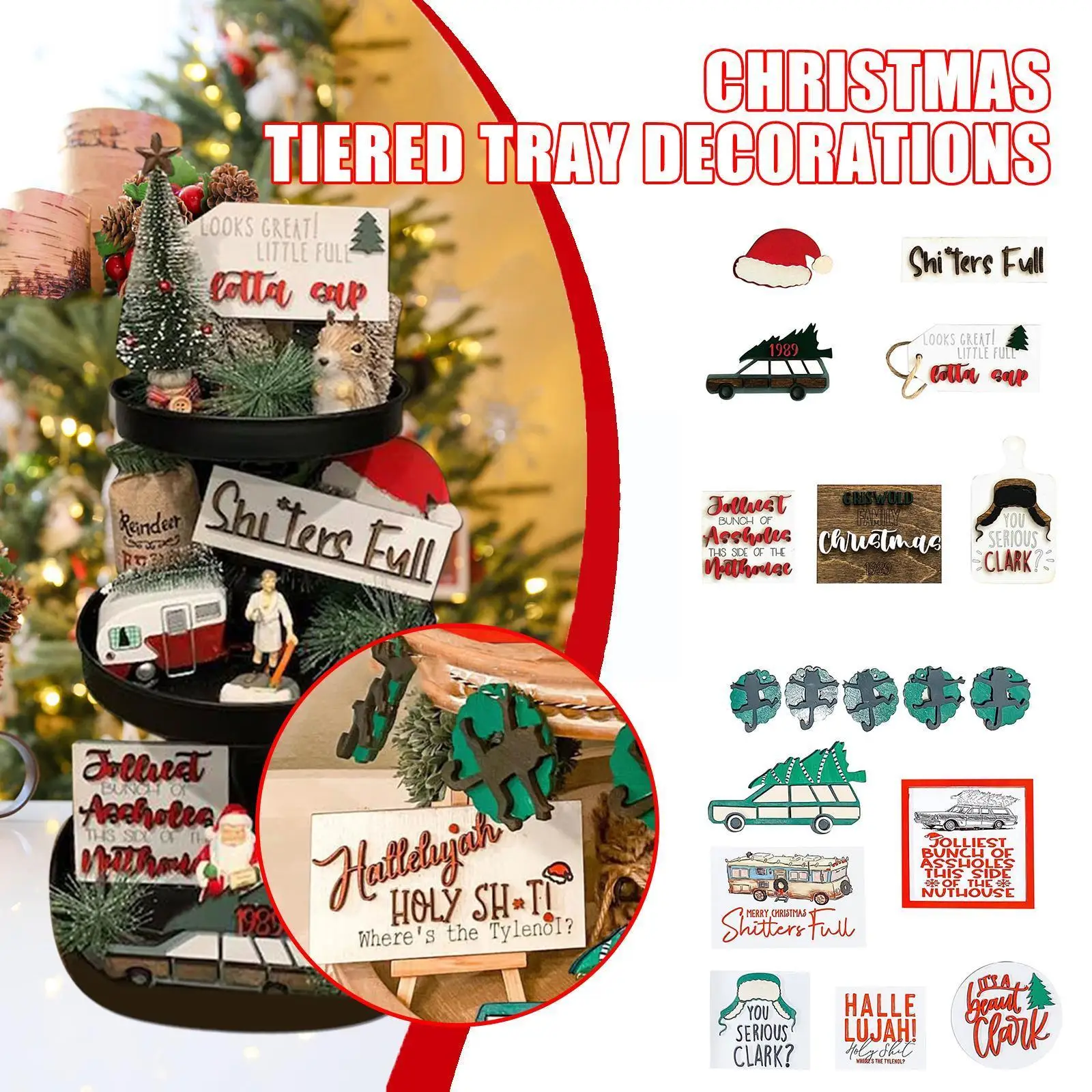 

Wooden Signs 7pcs Christmas Tiered Tray Decor Supplies Xmas For Home Table Decoration Autumn Fall Tabletop Ornamen I0u2