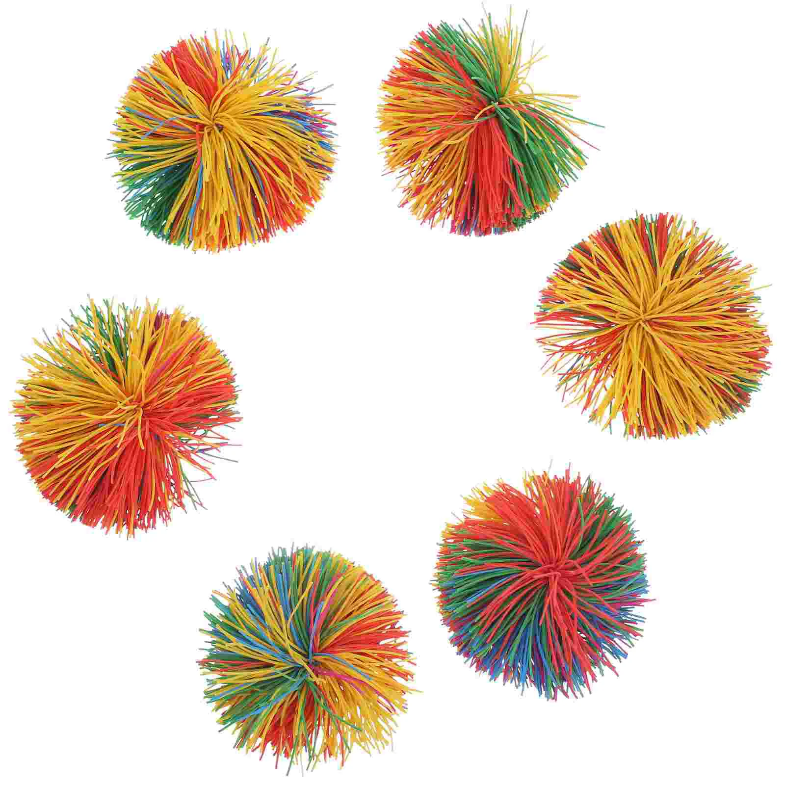 

6Pcs Monkey Stringy Balls Colorful Stringy Stress Silicone Sensory Fidgets Toys Bouncing Fluffy Pom for Kids Adults