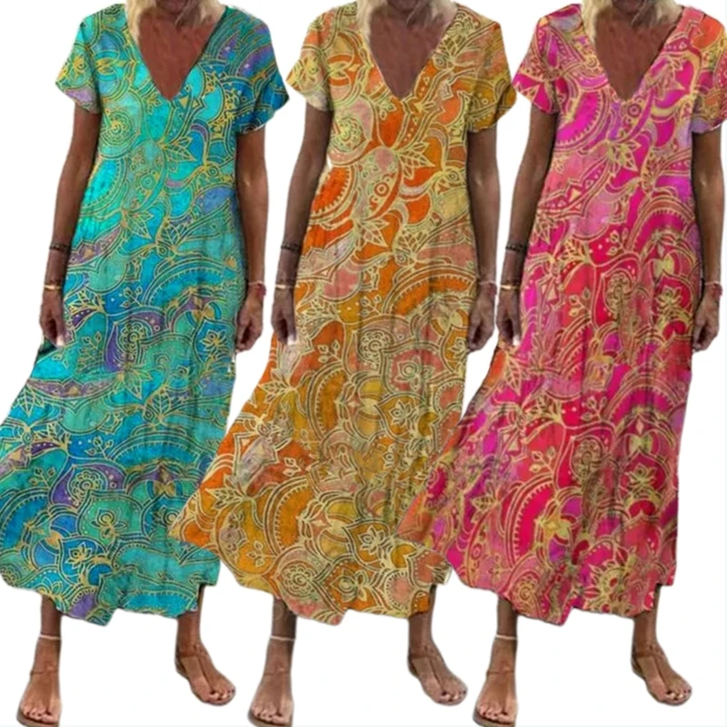 

Женское платье с коротким рукавом, V-образным вырезом