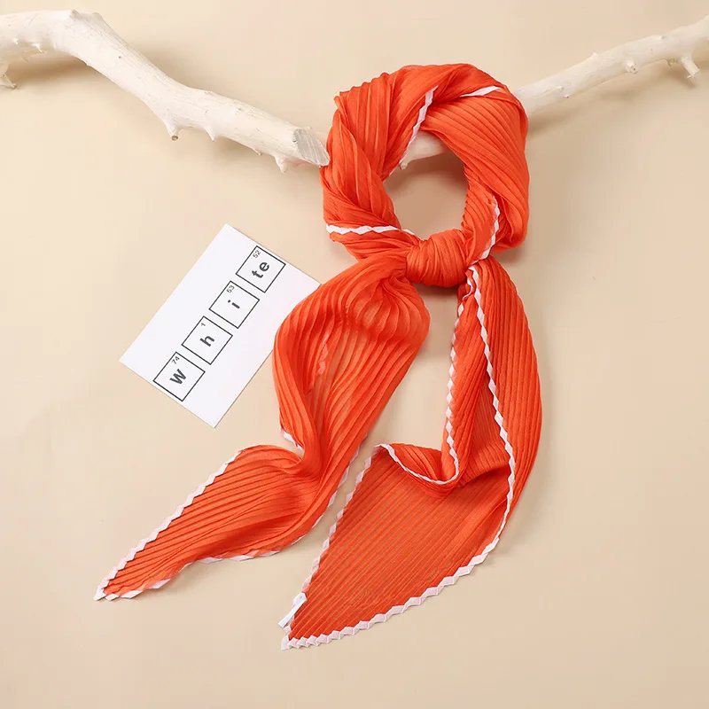 

Solid Color New Imitation Silk Scarf Women's ClothingSimpleWind thin Section Finale Moire Yarn Light Luxury Long Scarves echarpe