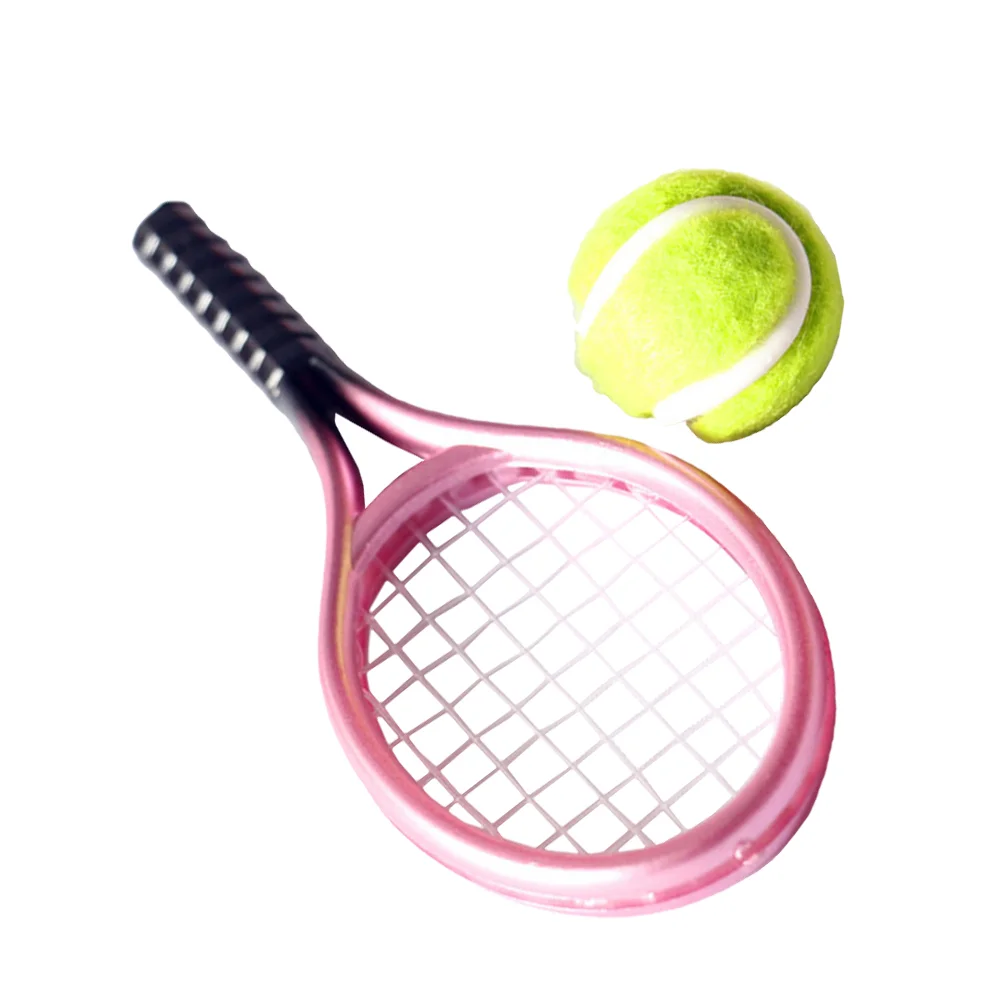 

1 Set of Rackets Model Mini Tennis Mini House Layout Decor Random Color