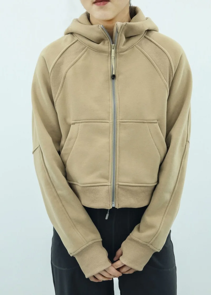 LuluWomen Scuba Hoodie Jackets Winter Warm Training Sweatshirts Gym Workout Sports Coat Thickened Thermal Half Zipper Bodysuit