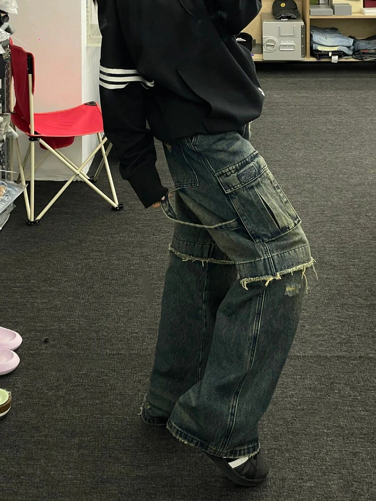 Джинсы Wpman с широкими штанинами джинсовые брюки в пол брюки-карго новый дизайн