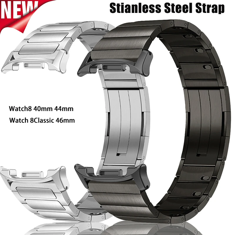 Фото Браслет из нержавеющей стали для Samsung Galaxy Watch 8 40, 44 мм, роскошный металлический сменный ремешок для Galaxy Watch 8, классический ремешок для часов №4
