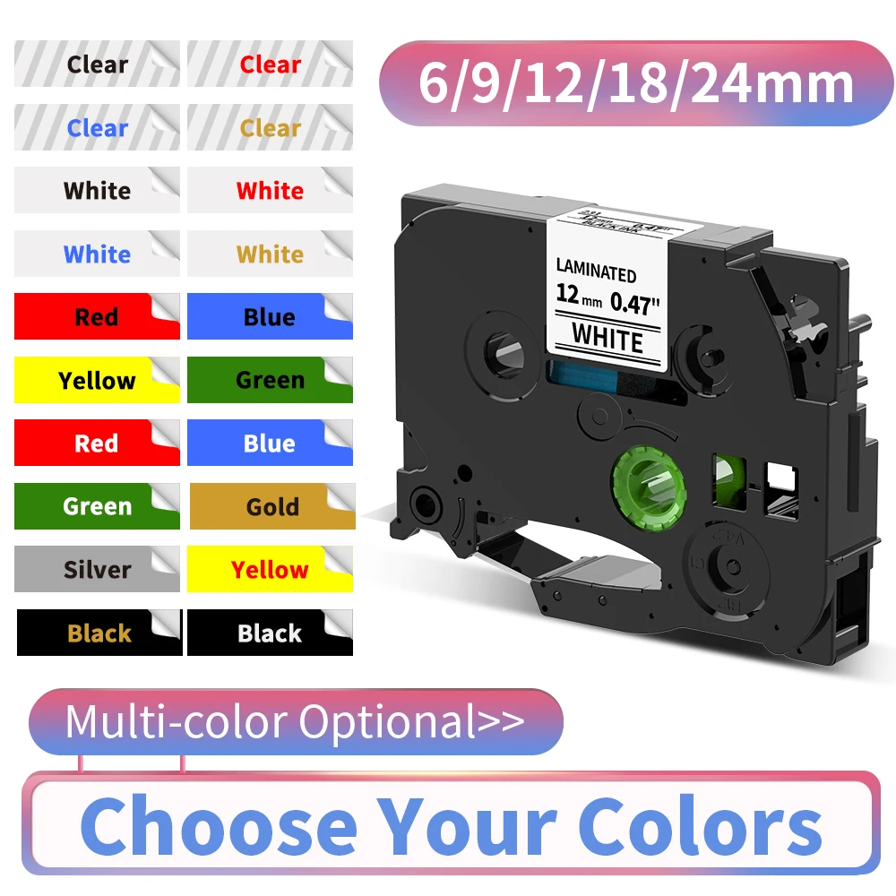 6/9/12/18/24 мм TZe-231 Совместимая лента для этикеток Brother TZe-241 TZe-251 TZe-335 принтера P-touch PT-D200