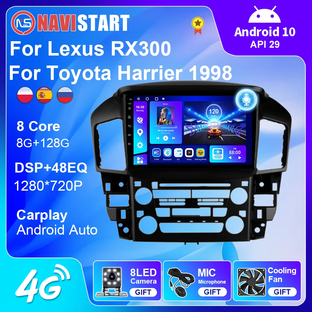 NAVISTART Car Radio For Lexus RX300/Toyota Harrier 1998 1997-2003 Android 10 Multimedia Video GPS Navigation 2 Din No DVD Player