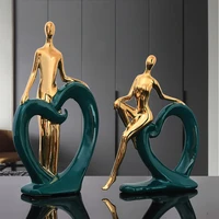 nordic light luxury ceramic heart shaped lovers decoration restaurant wedding room model room bedroom tv cabinet decoration