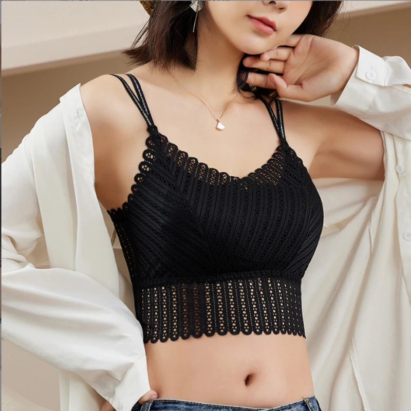 

2022 New Sexy Hollow Crop Top Women Crochet Boho Beach Camisoles Bralette Halter Cami Knitted Bra Backless Beachwear Tank Top