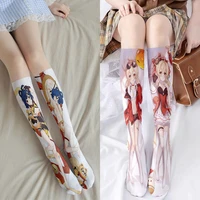 japanese anime 3d printed calf socks for women lolita jk cosplay cute cartoon socks thin silk summer nylon harajuku stockings