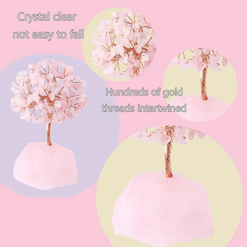 Хрустальное дерево из розового кварца искусственный кристалл и целебный камень