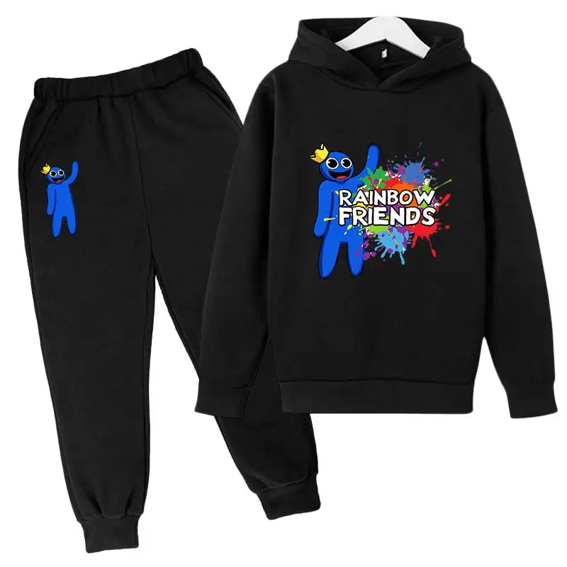 Girls Hoodies Boys Game Rainbow-friends Cartoon Print Hoodies Suit Children's Autumn Winter Long Sleeve Pant Sweatshirt Sets