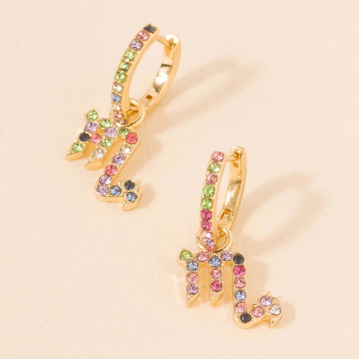 

12 Constellation Colorful Zircon Zodiac Drop Earrings for Women Fashion Personality Gift Jewelry Accessories Wholesale