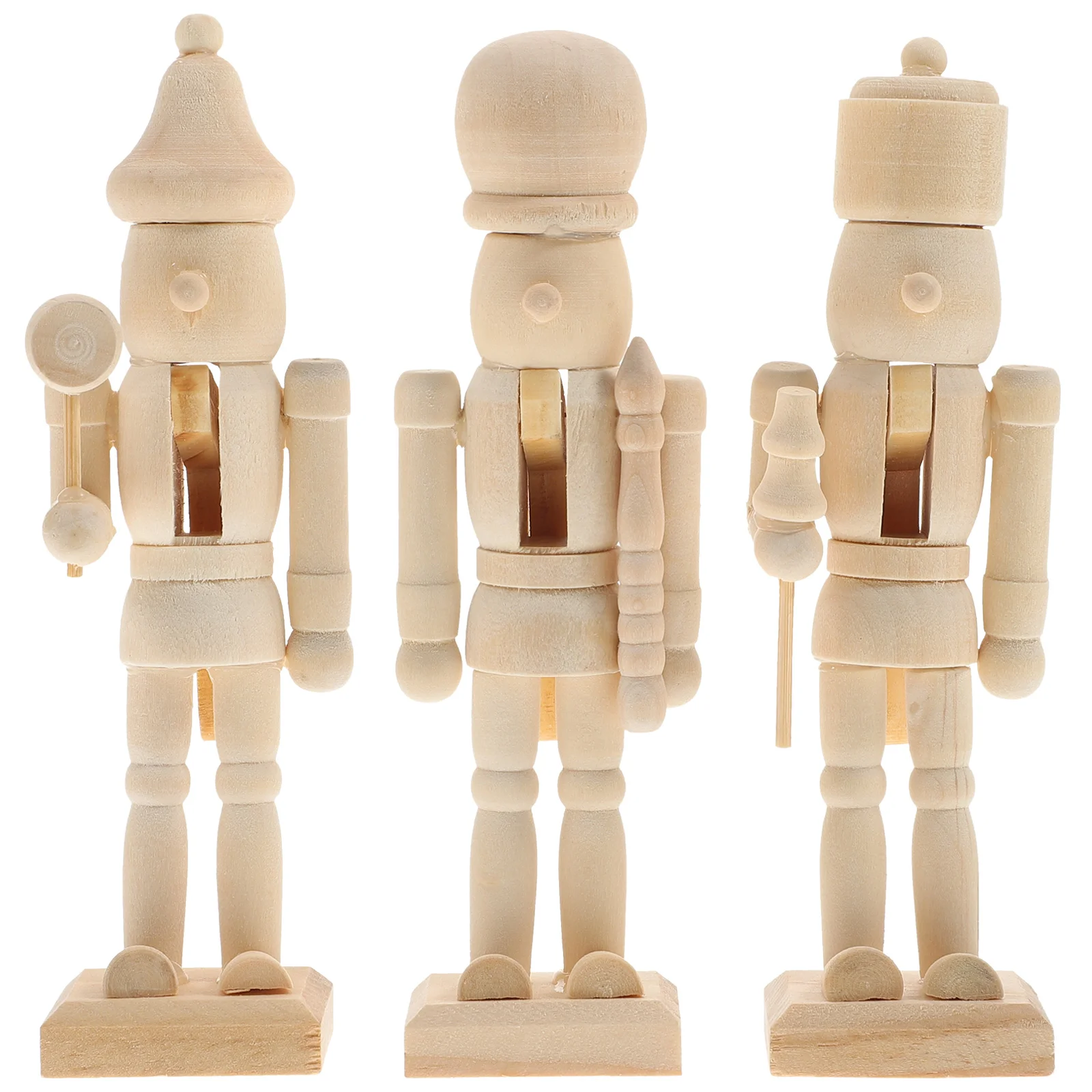

3 Pcs Puppet White Embryo Walnut Soldier Mini Dolls Miniature Accessories