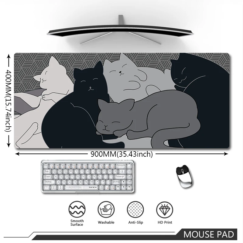 

Kawaii Cat Mouse Pad Large Cute Mousepad Gaming Keyboard Mousemat Mat On Table Anti-slip Carpets Waterproof Desk Mats 90x40cm