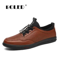 quality men shoes non slip mesh genuine leather shoes flats lace up comfort casual outdoor walking shoes men zapatos hombre