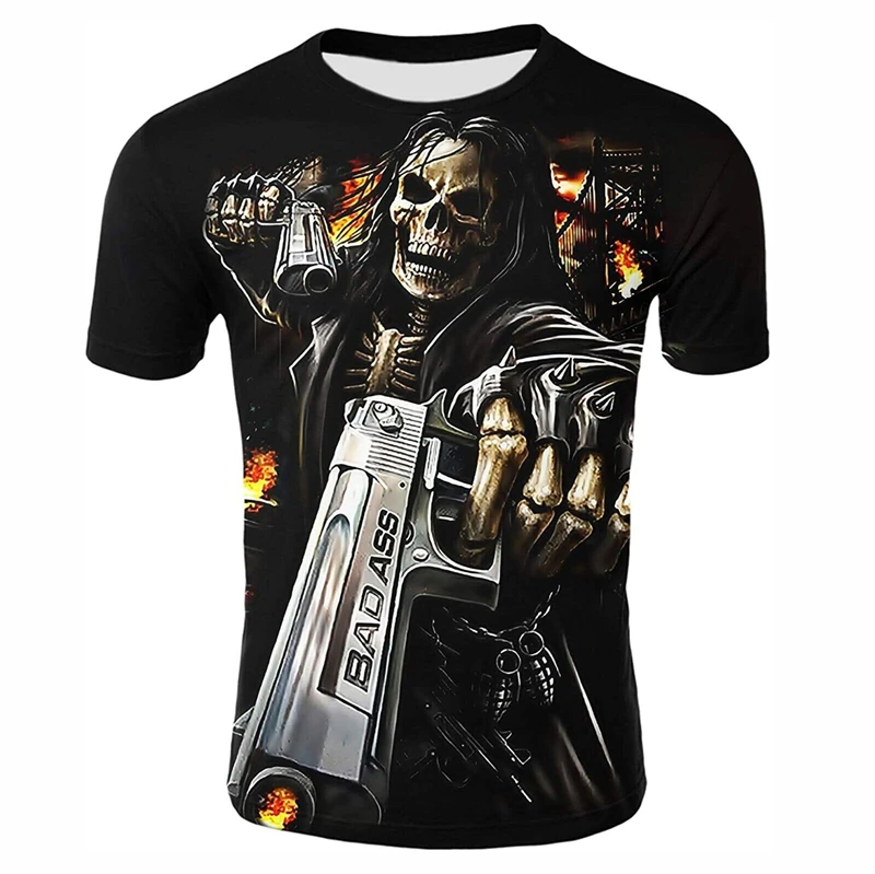 

Gun T Shirt For Men 3d Printed Mens T Shirts Loose Cool Pistol Top Shirt Men Clothing Funny Letter Oversized Short Sleeve Tshirt