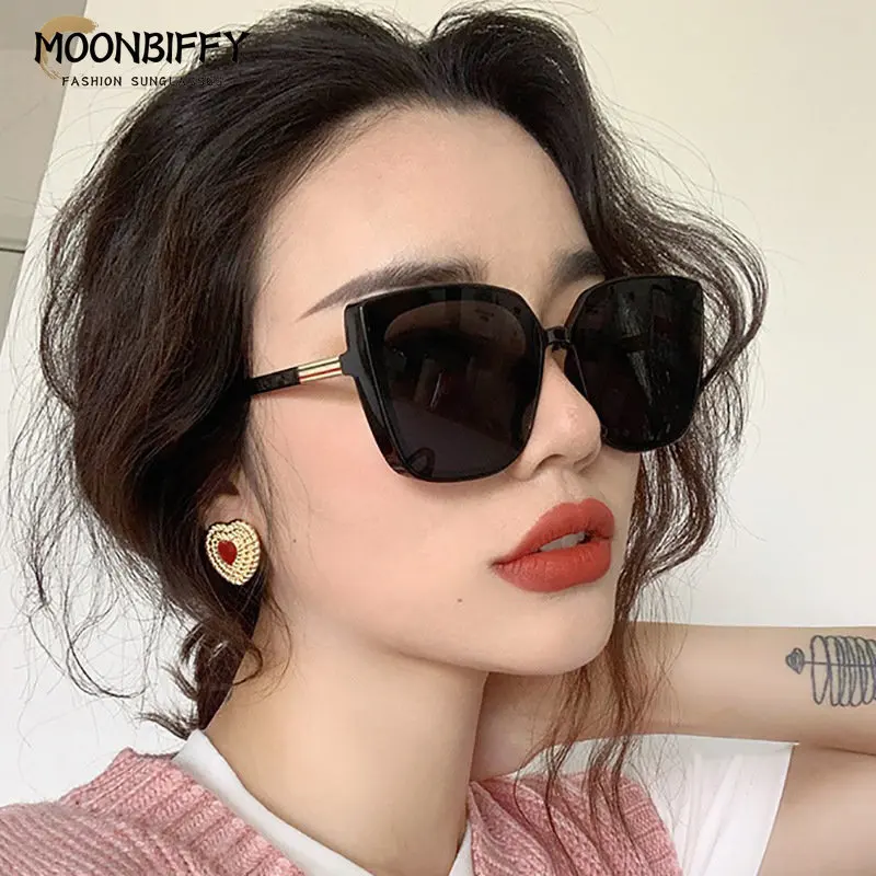 

New Brand Designer Cat Eye Sunglasses Woman Vintage Black Mirror Sun Glasses Fashion Big Frame Cool Sexy Female Oculos UV400